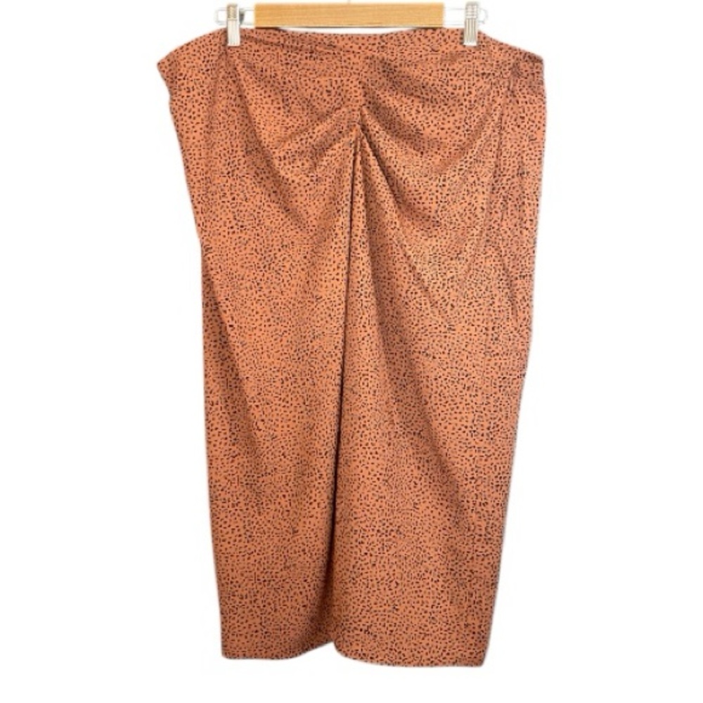 Nine West Women’s Brown Ruched Animal Print Midi Skirt Size XXL